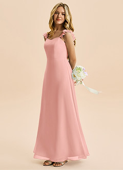 Azazie Mavie Junior Rosette A-Line Ruched Chiffon Dress image3