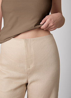 front 100% European Linen Wide-Leg Pants