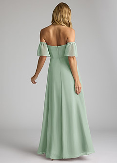 Azazie Sue Robes de demoiselle d'honneur Robe Trapèze Convertible en Mousseline de soie Épaule décolletée Agave image4