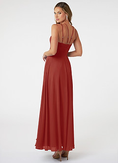 Azazie Melinda Final Sale Agave A-Line Pleated Chiffon Dress image4