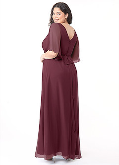 Azazie Cierra Bridesmaid Dresses Cabernet A-Line V-Neck Chiffon Dress image12