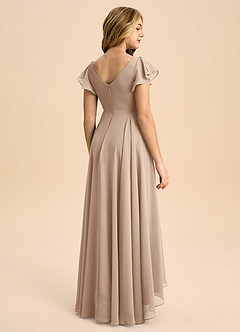 Azazie Caria Junior Taupe A-Line Pleated Chiffon Dress image2