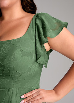 Azazie Bondi Bridesmaid Dresses Eucalyptus A-Line Side Slit Floral Burnout Dress image11