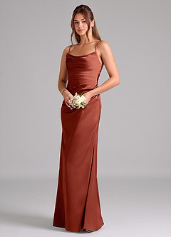 Azazie Lucille Bridesmaid Dresses Terracotta Mermaid Strapless Stretch Satin Convertible Dress image3