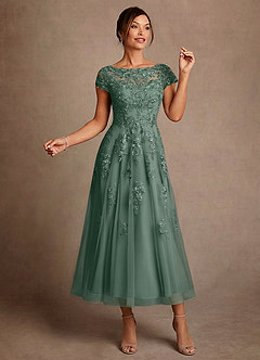 Azazie Jolanda Klänningar till brudens mor Klä A-Line i Spets Eukalyptus image3