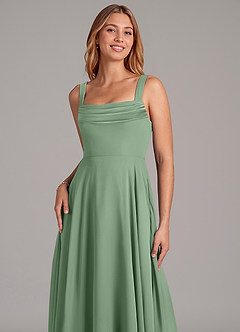 Azazie Shaude Bridesmaid Dresses Matcha A-Line Pleated Chiffon Dress image5