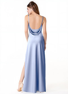Azazie Alaija Bridesmaid Dresses Ice Mermaid Side Slit Stretch Satin Dress image4