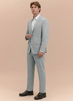 front Miles Light Grey Seersucker Trousers Suit