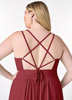 Azazie Farren Bridesmaid Dresses Pomegranate A-Line Pleated Chiffon Convertible Dress image15