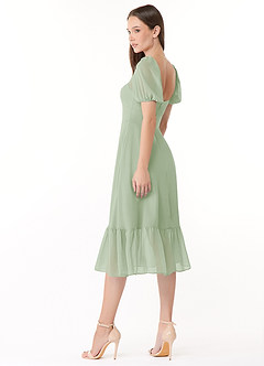 Azazie Baby Final Sale Dusty Blue A-Line Sweetheart Ruched Chiffon Dress image4