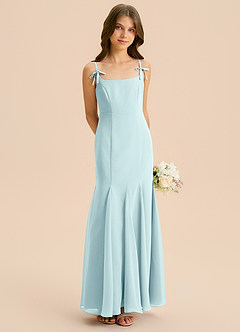 Azazie Evey Junior Abito Sirena in Chiffon Plissettato Sea Glass image4