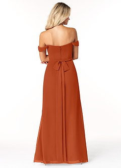 Azazie Joretta Vestidos de damas de honor Vestido de Naranja Quemada de Gasa de Corte en A Convertible con Escote de Corazón image2