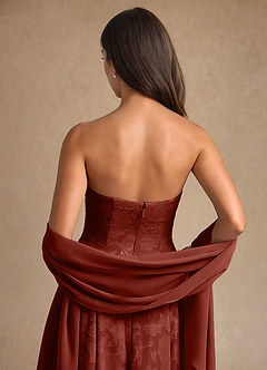 Azazie Lorain Mère de la mariée Robes Robe Trapèze en Blumen-Burnout Plissée Terracotta image11