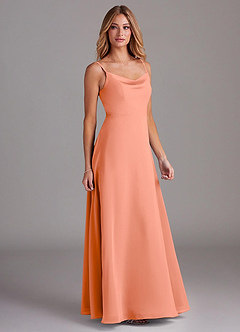 Azazie Daenerys Bridesmaid Dresses Sunset A-Line Cowl Chiffon Dress image5