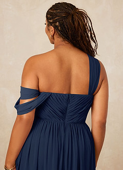 Christian Siriano Bridal for Azazie 1014 Bridesmaid Dresses Dark Navy A-Line Off the Shoulder Chiffon Dress image16