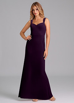 Azazie Denice Bridesmaid Dresses Grape Sheath Pleated Velvet Dress image4