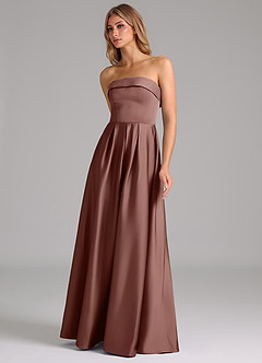 Azazie Lucienne Bridesmaid Dresses Espresso A-Line Strapless Stretch Satin Convertible Dress image6