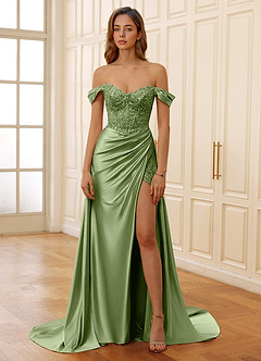 Rowane Olive Corset Rhinestone Sheer Lace Prom Dress image4
