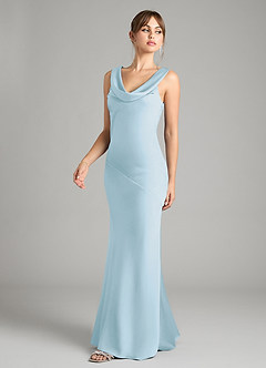 Azazie Rylina Bridesmaid Dresses Sky Blue Mermaid Stretch Satin Dress image2