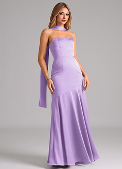 Azazie Shiloh Bridesmaid Dresses Lilac Mermaid Strapless Stretch Satin Convertible Dress image3