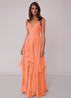 Barbie ♥ Azazie Bridesmaid Dresses Sunset A-Line Bow Chiffon Dress image4