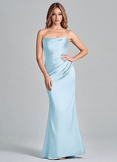 Azazie Olea Final Sale Sky Blue Mermaid Strapless Stretch Satin Convertible Dress image1