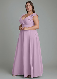 Azazie Leilani Bridesmaid Dresses Wisteria A-Line Pleated Chiffon Dress image9