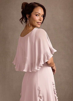 Azazie Darla vestidos de madre de la novia Vestido Rosa Rubor de Gasa de Corte en A con Drapeado image8