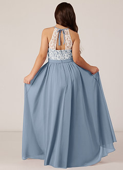 Azazie Fahari Junior Dusty Blue A-Line Lace Chiffon Dress image1