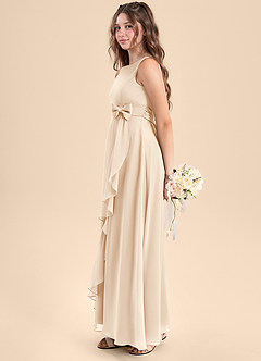 Azazie Lilenne Junior White Alabaster A-Line Bow Chiffon Dress image4