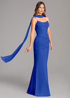 Azazie Sorrel Bridesmaid Dresses Royal Blue Mermaid Corset Chiffon Dress image4