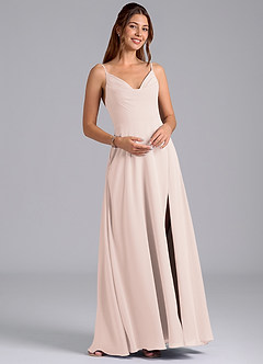 Azazie Sarella Bridesmaid Dresses Rose Petal A-Line with Pockets Chiffon Dress image4