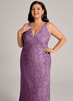 Azazie Tianna Brudtärnklänningar Klä av Tubklänning i Blommig Utbrändhet Spets Blåregn image12