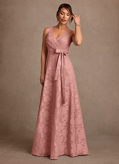 Azazie Luanne Mère de la mariée Robes Robe Trapèze en Blumen-Burnout Plissée Rosette image4