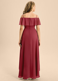 Azazie Maggie Junior A-Linie Schulterfrei Chiffon Kleid Granatapfelrot image2
