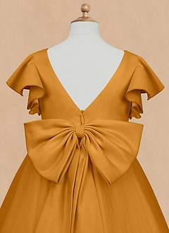 Azazie Kaeya Flower Girl Dresses Butterscotch A-Line Bow Tulle Dress image8