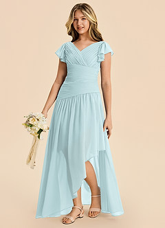 Azazie Pia Junior Mist A-Line Pleated Chiffon Dress image1
