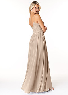 Azazie Lisbon Final Sale Taupe A-Line Sweetheart Neckline Chiffon Dress image2