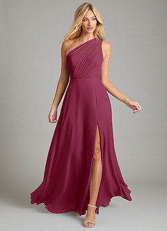 Azazie Phaedra Bridesmaid Dresses Mulberry A-Line One Shoulder Chiffon Dress image4