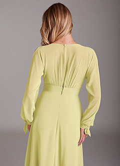 Azazie Matilda Bridesmaid Dresses Lemon Sorbet A-Line Long Sleeve Chiffon Dress image8