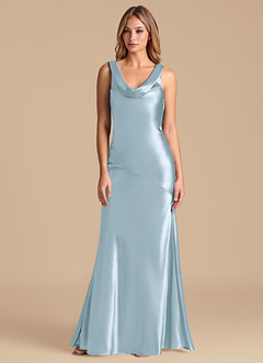 Azazie Rylina 신부 들러리 드레스 인어 메탈릭 새틴 바닥 길이 드레스 image5