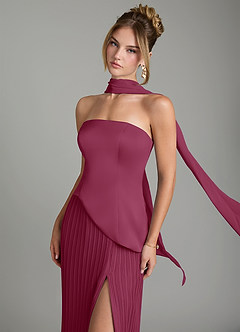 Azazie Tierney Bridesmaid Dresses Mulberry A-Line Strapless Chiffon Convertible Dress image7