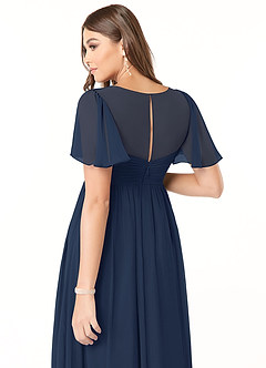 Azazie Verna Maternity Bridesmaid Dresses A-Line V-Neck Ruched Chiffon Floor-Length Dress image6