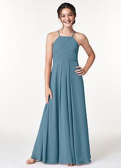 Azazie Ginger Junior Bermuda A-Line Pleated Chiffon Dress image1