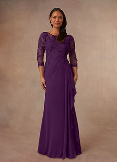 Azazie Calanthe Mother of the Bride Dresses Grape A-Line Scoop Chiffon Dress image1