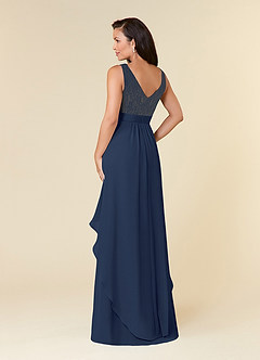 Azazie Xella Mother of the Bride Dresses Dark Navy A-Line Lace Chiffon Dress image3