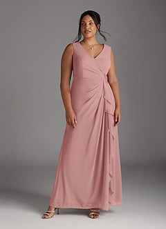 Azazie Manuella Final Sale Cabernet A-Line V-Neck Pleated Chiffon Dress image13