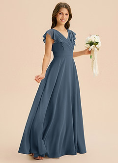 Azazie Anysa Junior Robe Trapèze en Mousseline de soie Rayé Neptune image5