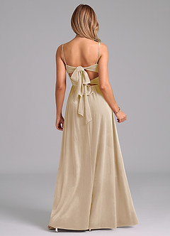 Azazie Zeya Bridesmaid Dresses Champagne A-Line Pleated Velvet Dress image7