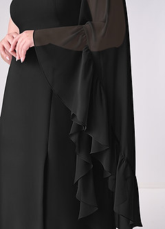Barbie ♥ Azazie Bridesmaid Dresses Black A-Line Long Sleeve Chiffon Dress image10